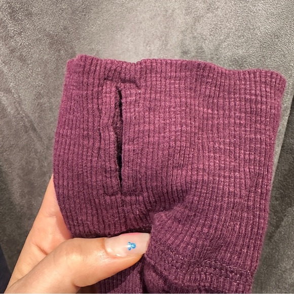 Free People We The Free Waffle Knit Thermal Henley Embroidered Burgundy Medium - Picture 11 of 14